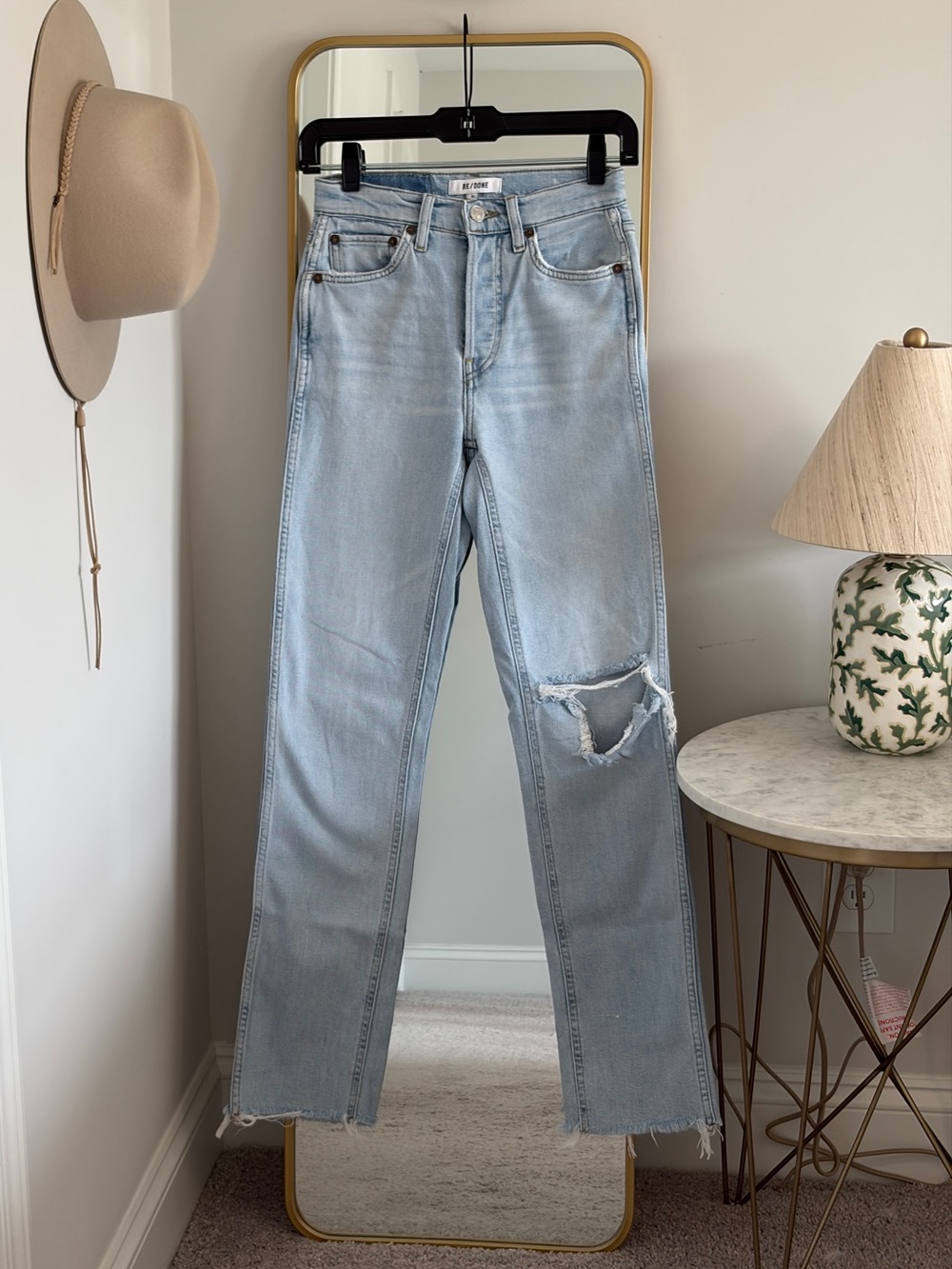 RE/DONE 80s Slim Straight Distressed Jeans Size 23